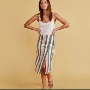 Marine Layer Layla Striped Tencel Wrap Midi Skirt Small